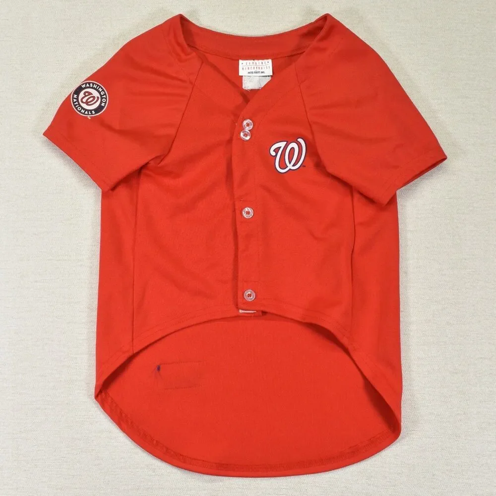 Washington Nationals Dog Jersey Large Red MLB Pet Shirt Fanatics 01 Baseball